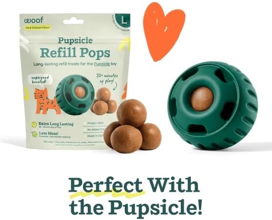 WOOF Pupsicle Refill Pops, Delicious Long Lasting Dog Treats, Pre-Made Pupsicle Refills for Dogs, Wholesome Ingredients, Low-Mess Chicken Pet Treats - XL Pops - 5 Count