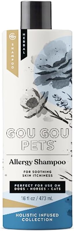Gou Gou Pets Holistic Natural Derived Allergy Pet Shampoo: Veterinarian Recommended: Soothing Skin Allergies and Skin Issues for Dogs, Cats and Horses - Made in USA - 16 oz