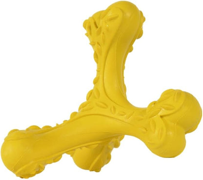 CVALIN Dog Chew Toys for Aggressive Chewers Large Breed,Indestructible Bones Toy，Durable Cleaning Toothbrush Natural Rubber Dog Toys… (Yellow)