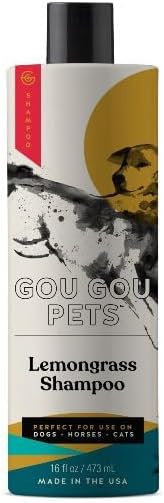 Gou Gou Pets Holistic, Natural and Clean Pet Care Lemongrass Shampoo: Veterinarian Recommended - Hydrate Your Pet’s Coat With Our Hypoallergenic Shampoo For Dogs, Cats and Horses - Made in USA - 16 oz