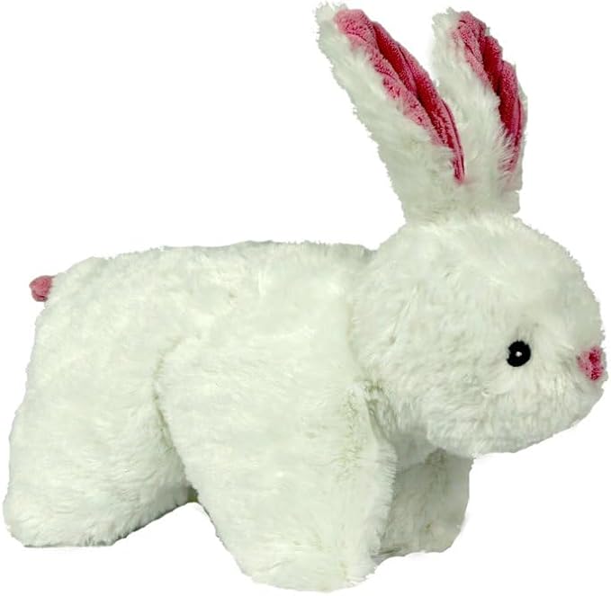 HuggleHounds Plush, Dog Toy, Durable Knot-Less Squooshie Bunny, White