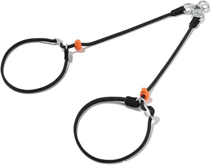 Howgo Double Slip Leash Slip Lead | Dual Dog Lead for 2 Dogs,360° Swivel No Tangle | Dog Training Nylon Leash and Collar | Double Clip Coupler and Splitter | Lightweight Aluminum (Black, 3FT)