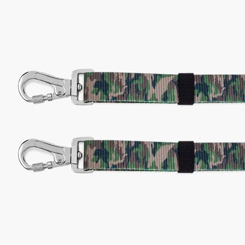 DF Co. Leash Splitter | Walk Two Dogs with Complete Control - 360° Swivel, Tangle Free, Adjustable Length, Reflective Webbing, Heavy Duty Clips (Green Camo)