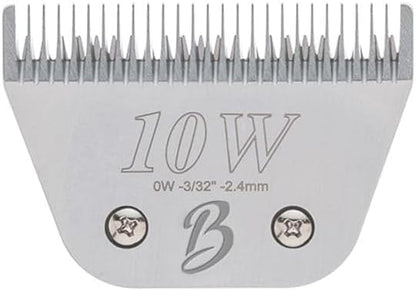 Detachable A Series Wide 10 Blade Dog Grooming Cut Length 3/32" - 2.4mm Japanese Carbonized Steel Wide Grooming Blades Compatible A5 Series Clippers for Dogs(10W)