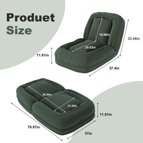 KEIKI Corduroy Human Size Dog Bed, Oversized Foldable Human Dog Bed for Adults and Pets, Adjustable Lounge Sofa Bed with Cushions, Giant Dog Bed for Humans, Green
