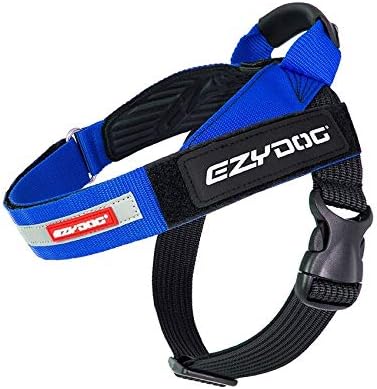 EzyDog Express Dog Harness - Adjustable Dog Harness for Large, Medium, and Small Dogs with Padded Ergonomic Anti-Chafing Design, Grip Handle, & Easy Side Buckle (L, Blue)