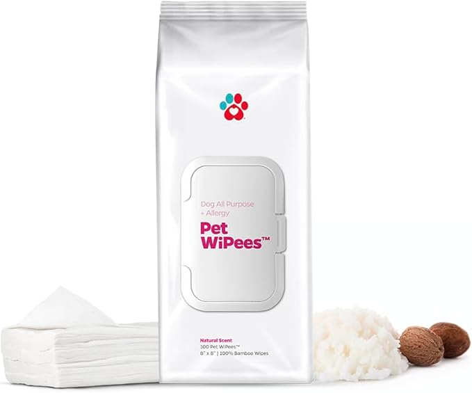 Dog All Purpose + Allergy Pet WiPees™ – 100 Allergy Wipes for Dogs, All Natural Dog Wipes for Paws, Folds & Hot Spots, Daily Pet Wipes for Allergy Relief & Skin Health (Natural, 100ct)