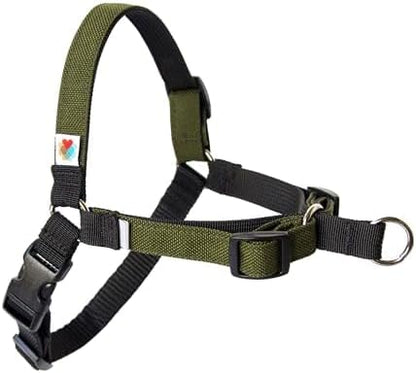 Wildebeest No Pull Dog Harness | Comfortable Training Harnesses | Effective No Pull Harness Design | Ideal for Medium Sized Dog | 4-Point Adjustable(M - 22~28 inch Girth, Olive)