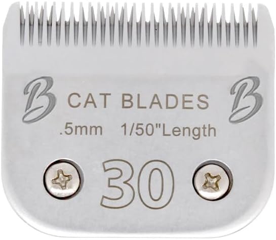 Bucchelli Detachable A Series 30 Blades Cat Clippers Cuts Length 1/50" - 0.5mm Japanese High Carbon Steel Cat Clipper Supplies | Cat Grooming Blade (Compatible A5 Series Clippers for Cats(30C)