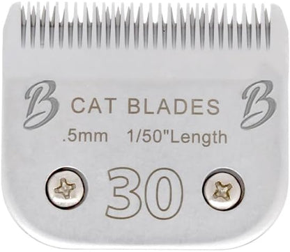 Bucchelli Detachable A Series 30 Blades Cat Clippers Cuts Length 1/50" - 0.5mm Japanese High Carbon Steel Cat Clipper Supplies | Cat Grooming Blade (Compatible A5 Series Clippers for Cats(30C)