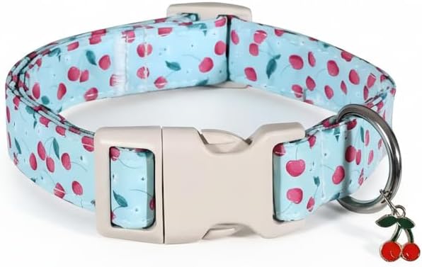 Dog Collar, Cherry Pattern Dog Collar for Spring Summer for Medium Large Dogs, M