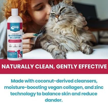 Groomer’s Goop Dander Relief De-Shedding Pet Shampoo – Deep Cleansing Formula Reduces Shedding & Dander in Dogs & Cats, Soothes Dry Skin, Moisturizes with Vegan Collagen – 16 oz Bottle