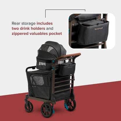 Wadabuggy Pet Two Foldable Cart - Adjustable & Portable Pet Stroller with Caddy, Foam Filled Rubber Wheels, Storage - Carriage for Small & Medium Dogs, Cats Under 75 lbs