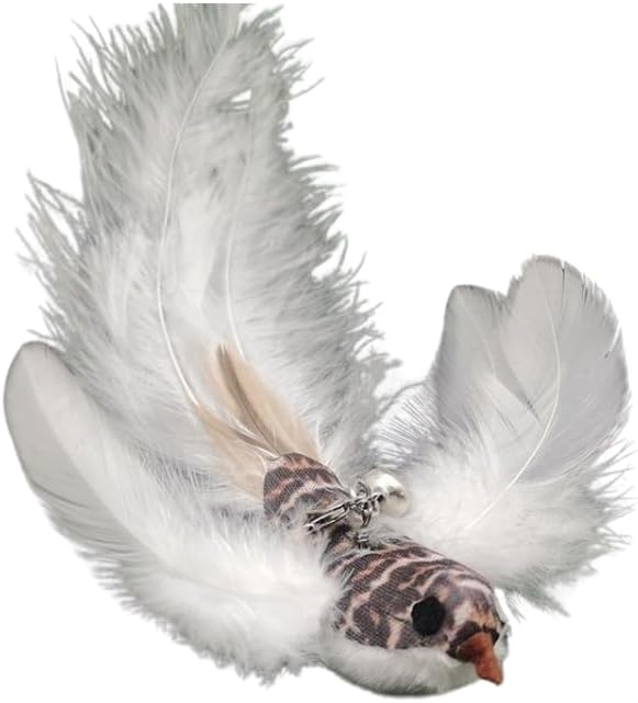 CUTIE PAW PAL Variety Play Set, 5 Pack Refills for Wand and Fishing Poles, Spring Wires, Door/Wall Hang Ropes. 2 Bird, 2 Feather & Windmill Cat Toys - Bells & Easy Clip-On