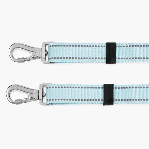 DF Co. Leash Splitter | Walk Two Dogs with Complete Control - 360° Swivel, Tangle Free, Adjustable Length, Reflective Webbing, Heavy Duty Clips | Sky Blue