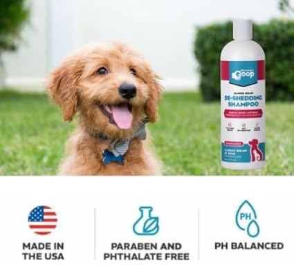 Groomer’s Goop Dander Relief De-Shedding Pet Shampoo – Deep Cleansing Formula Reduces Shedding & Dander in Dogs & Cats, Soothes Dry Skin, Moisturizes with Vegan Collagen – 16 oz Bottle