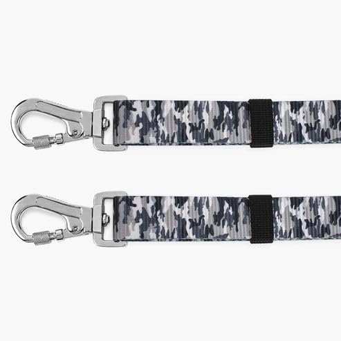DF Co. Leash Splitter | Walk Two Dogs with Complete Control - 360° Swivel, Tangle Free, Adjustable Length, Reflective Webbing, Heavy Duty Clips (Grey Camo)