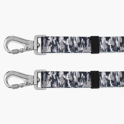 DF Co. Leash Splitter | Walk Two Dogs with Complete Control - 360° Swivel, Tangle Free, Adjustable Length, Reflective Webbing, Heavy Duty Clips (Grey Camo)