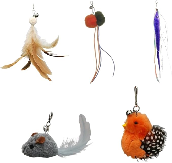 CUTIE PAW PAL Interactive Play Set - Set of 5 Replacement Toys: Mouse, Duck, Feathers, Balls & Worm Heads - Engaging Cat Toys with Realistic Designs for Endless Fun