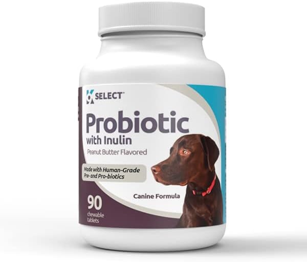 K9 Select Pet Probiotics for Dogs with Inulin – Dog probiotics for Digestive Health & Gut Support with Digestive Enzymes for Dogs, Supports Yeast Balance & Dog Digestive Support – 90 Tablets