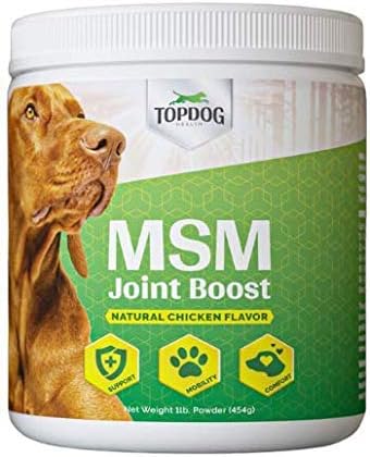 TopDog Health - MSM Joint Boost Powder - Hip & Joint Dog Supplement for Joint Mobility & Flexibility - Natural Anti-Inflammatory with Sulfur - Chicken Flavored