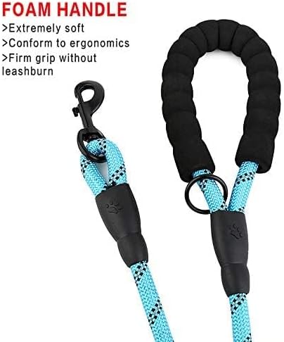 Plutus Pet Rope Dog Leash 6ft Long,Traffic Padded Two Handle,Heavy Duty,Reflective Double Handles Lead for Control Safety Training,Leashes for Large Dogs or Medium Dogs,Dual Handles Leads(Light Blue)