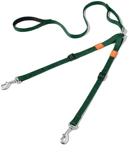 HOWGO Double Dog Leash, No Tangle 360° Swivel, Adjustable Two Padded Handles, Double Clip Dog Leash Coupler Splitter for 30~150 lbs Large and Medium Breeds (Green, 4/5'' x 4.8 FT, Ultralight)