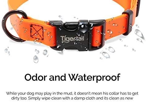 Tiger Tail Small Orange Dog Collar | Waterproof and Odor-Proof for Active Pets | Durable, Anti-Mat, and Lightweight Design | Made with Premium Coated Nylon | Suitable for Small Breed Dogs