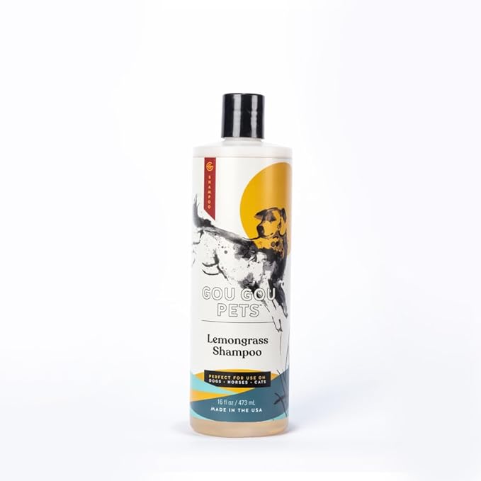 Gou Gou Pets Holistic, Natural and Clean Pet Care Lemongrass Shampoo: Veterinarian Recommended - Hydrate Your Pet’s Coat With Our Hypoallergenic Shampoo For Dogs, Cats and Horses - Made in USA - 16 oz