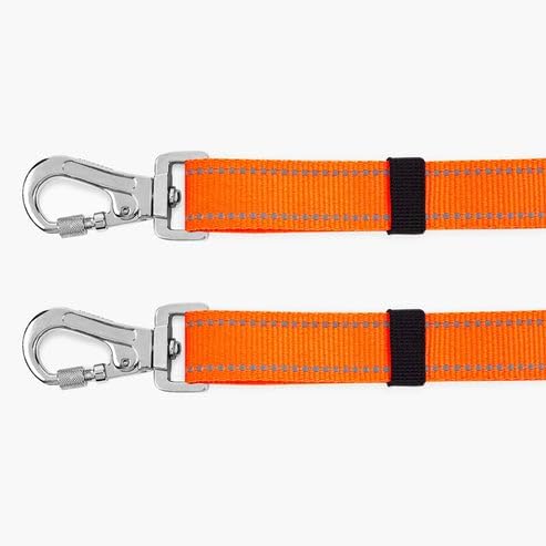 DF Co. Leash Splitter | Walk Two Dogs with Complete Control - 360° Swivel, Tangle Free, Adjustable Length, Reflective Webbing, Heavy Duty Clips (Hi-Vis Orange)