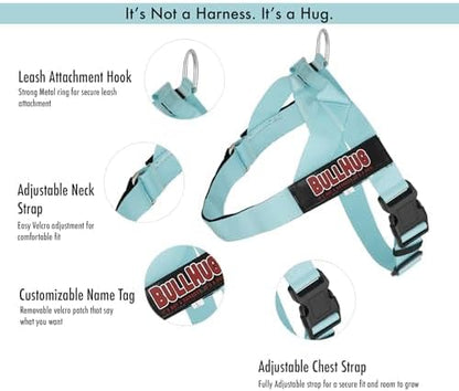 BULLHUG Adjustable Dog Harness– No Pull, No Choke – for English Bulldogs, French Bulldogs, Pugs & Broad-Chested Breeds – Easy, Safe Walks (Rosie, XL)