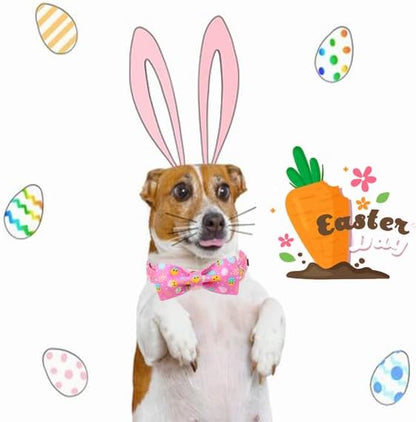 Unique style paws Easter Dog Collar with Bow Easter Eggs Chicken Collar with Flower for Small Medium Large Boys Girls Dogs