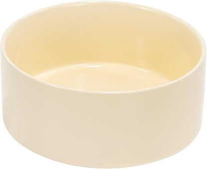 SPUNKYJUNKY 13.5OZ Ceramic Dog and Cat Bowl, Modern Cute Weighted Food Water Bowl for Replacement Beige (1 Pack)