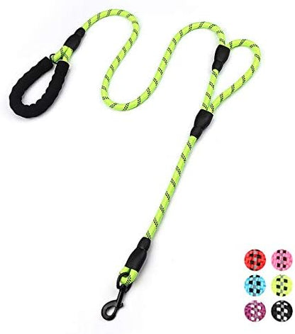Plutus Pet Rope Dog Leash 6ft Long,Traffic Padded Two Handle,Heavy Duty,Reflective Double Handles Lead for Control Safety Training,Leashes for Large Dogs or Medium Dogs,Dual Handles Leads(Green)