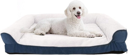 Orthopedic Dog Bed for Medium and Large Dogs Pet Bed with Sides Waterproof Dog Couch with Washable Removable Cover and Egg Crate Foam Pet Sleeping Mat with Anti-Slip Bottom