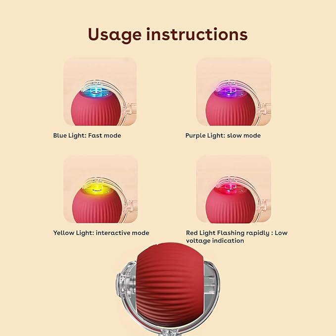 NatureTails Interactive Cat Toys for Indoor Cats,The 3rd Generation Agile Moving Cat Ball with Elastic Mesh Tail,Automatic Kitten Toys for Bored Indoor Adult Cats,Motion Activated (Red)