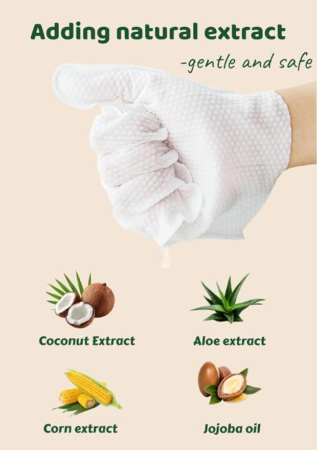 QingYa 20-Pack Extra Thick Pet Cleaning Glove Wipes with Lid | Value Pack Dog & Cat Grooming Gloves | Rinse-Free Bath Wipes with Coconut, Aloe & Jojoba for Odor Control & Daily Care
