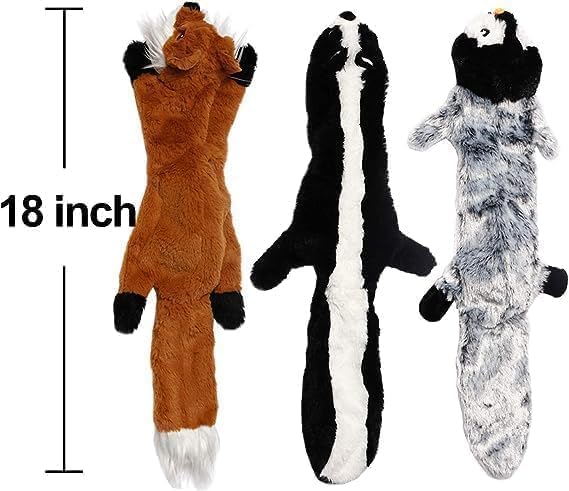 Plush Dog Squeaky Toys No Stuffing – Durable Crinkle Animal Chew Toys for Small Medium Dogs, Interactive Dog Tug Toys for Indoor Play and Training (5 Pack)