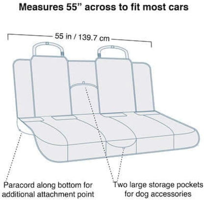 Kurgo Rover Bench Dog Seat Cover, Car Bench Seat Covers for Pets, Dog Back Seat Cover Protector, Water Resistant, Contains Seat Anchors, Scratch Proof, 55" Wide