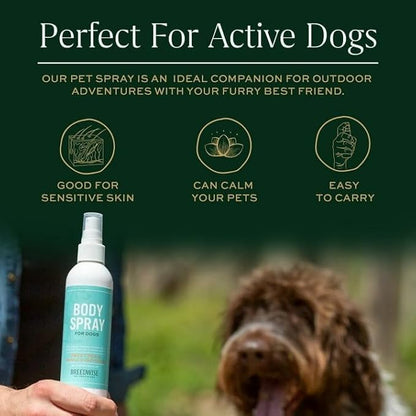 Dog Deodorizing Spray | Odor-Neutralizing Freshening Body Mist with Sweet Pea & Vanilla | Safe for Daily Use | 8oz Bottle - Made in USA - Breedwise
