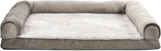 Amazon Basics Dog Bed with Cooling Gel Memory Foam, Pressure-Relief Support for Dogs up to 30lbs, Non-Slip Bottom, Machine Washable Cover, Medium Sized (30" x 20"), Taupe
