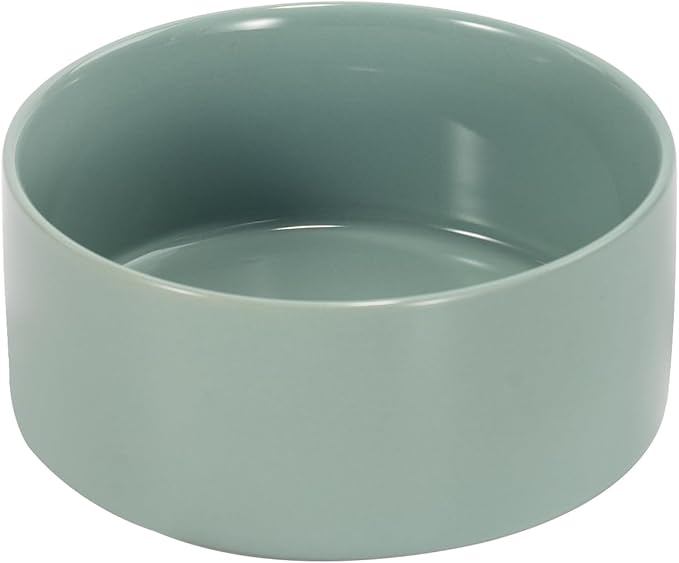 SPUNKYJUNKY 28.7OZ Ceramic Dog and Cat Bowl, Modern Cute Weighted Food Water Bowl for Replacement Morandi Green (1 Pack)