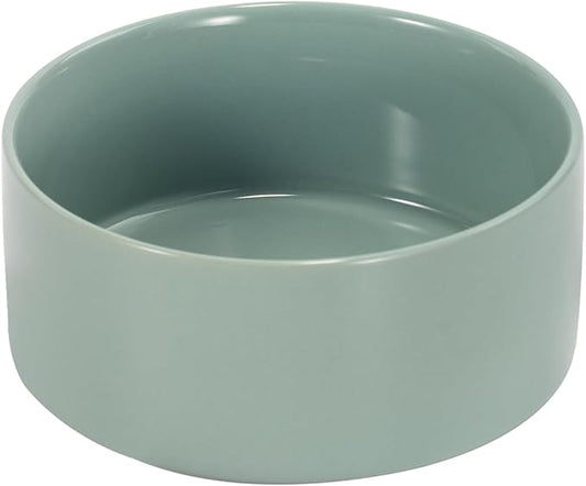SPUNKYJUNKY 28.7OZ Ceramic Dog and Cat Bowl, Modern Cute Weighted Food Water Bowl for Replacement Morandi Green (1 Pack)