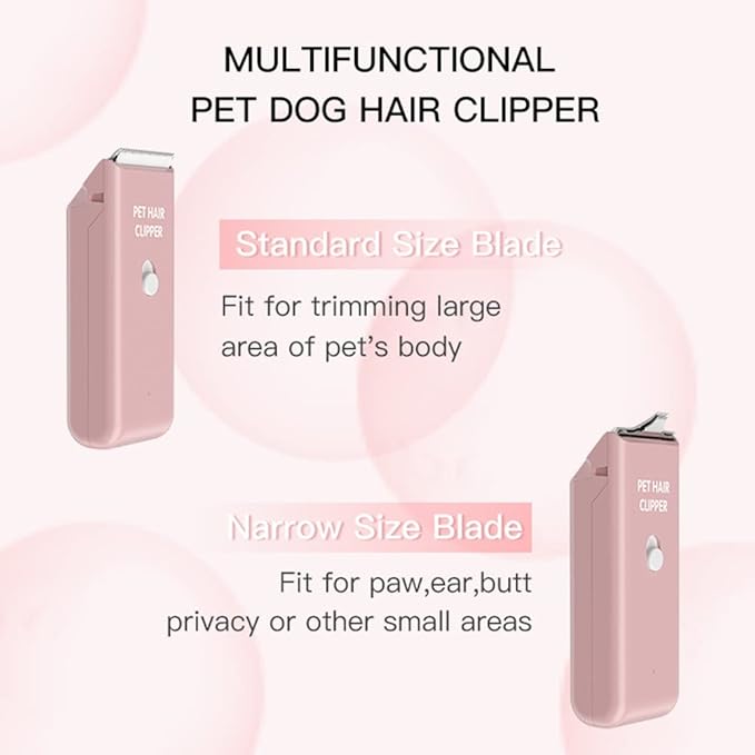 Tileon Feet Hair Trimmer, Dog Clippers,Quiet Washable USB Rechargeable Cordless Dog Grooming Kit,Electric Pets Hair Trimmers Shaver Shears for Dogs and Cats Pink