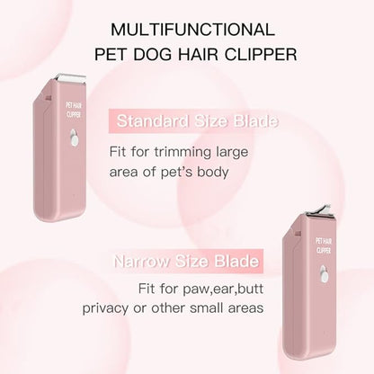 Tileon Feet Hair Trimmer, Dog Clippers,Quiet Washable USB Rechargeable Cordless Dog Grooming Kit,Electric Pets Hair Trimmers Shaver Shears for Dogs and Cats Pink