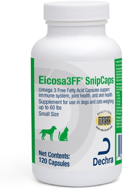 Eicosa3FF SnipCaps Omega 3 Free Fatty Acid Capsules for Dogs and Cats - Small, 120 ct