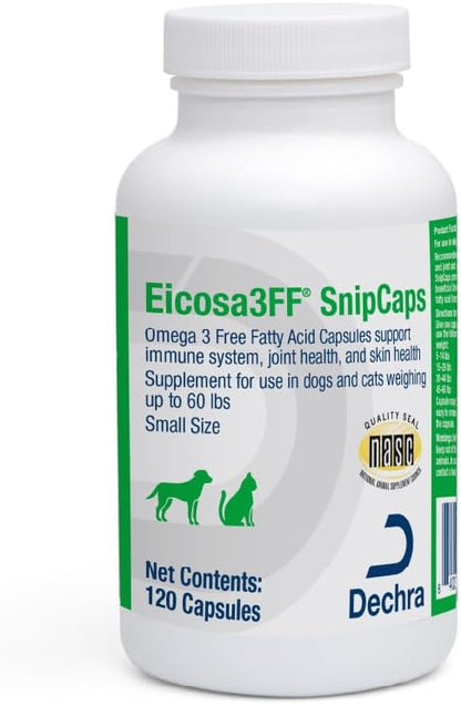 Eicosa3FF SnipCaps Omega 3 Free Fatty Acid Capsules for Dogs and Cats - Small, 120 ct