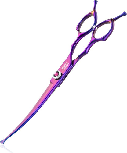 JASON Dog Scissors for Grooming - 7.5" Curved Scissors for Dog Grooming with Round Tips, Japanese 440C Stainless Steel Curved Shears with Diamond Adjustable Screw Christmas Gift