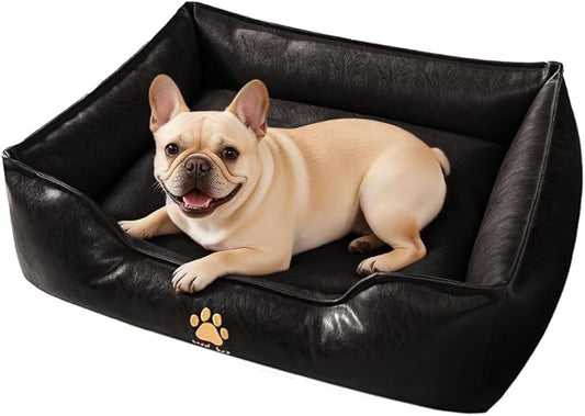 Orthopedic Dog Beds for Small Medium Dogs, Waterproof Pet Bed with Sides, Durable Pet Bed Puppy Bed with Anti-Slip Bottom 24 × 18 × 9 inch Black