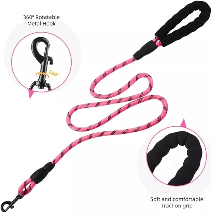 Dog Harness No Pull Adjustable Reflective,for Medium and Large Small Dog with Leash 59.06in (Fuscia, S)